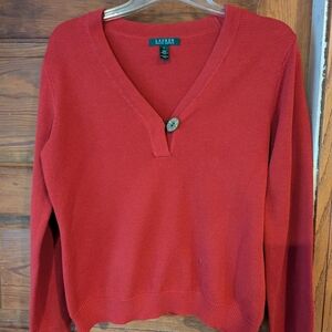 Ralph Lauren Double RL Red V-Neck Sweater